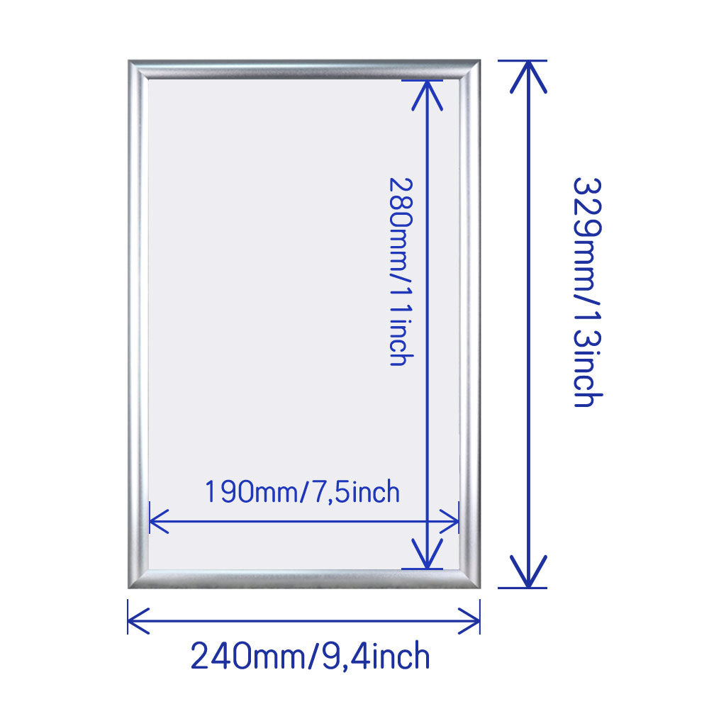 Aluminium Klapprahmen mit 25mm Ecken auf Gehrung Silber DIN A4(21 x 29,7 cm)